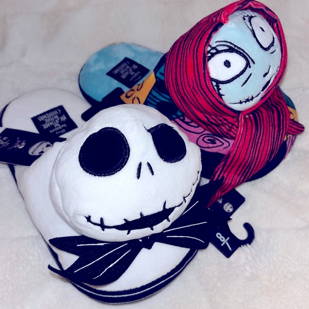SALE🖤Jack & Sally Nightmare Before Christmas Cozy Slippers Size 7 8 New